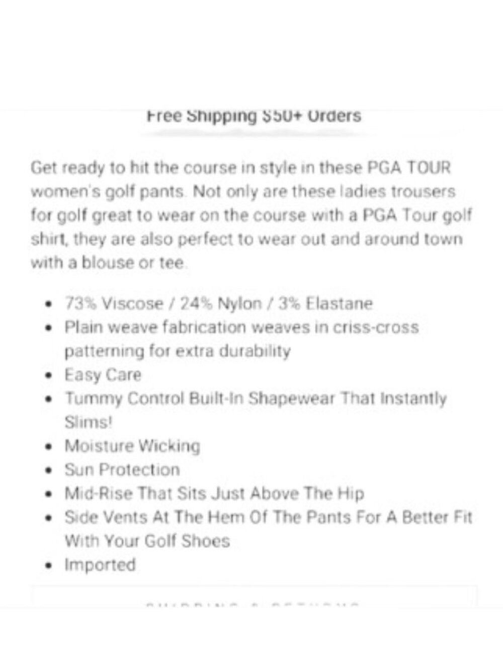 PGA TOUR Women's pull-on golf pants Size Small (D13) NWT - Picture 2 of 5